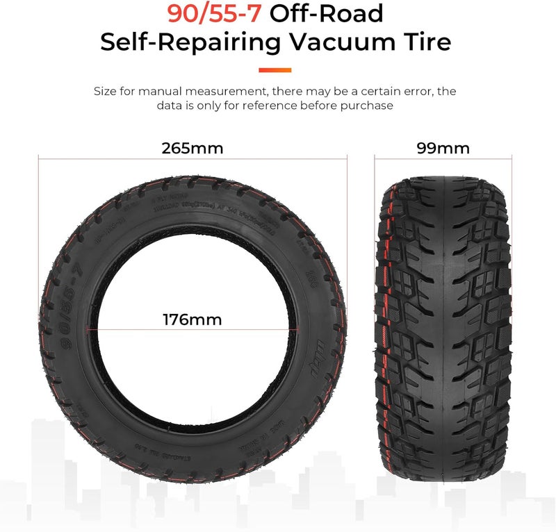 LUCK4U 90/55-7 Tubeless Tire with Valve with Built-in Live Glue Repairable for Segway Ninebot GT Scooter 10 inch Scooter Self Repairing off-road Tire 2PCS - Image 5